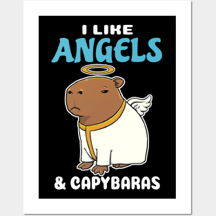 I Like Angels and Capybaras Cartoon Posters and Art